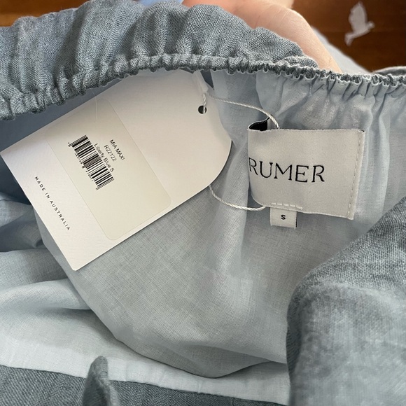 NWT Rumer (Anthropologie) 100% Linen Mia Maxi Dress Liberty Blue/Green Sm ($349) - Picture 13 of 13